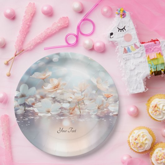 Witte perzik bloempapier Bord (Feest)