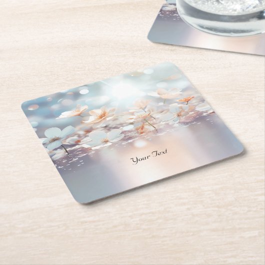 Witte perzik bloempapier Onderzetter (Schuin)