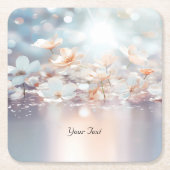 Witte perzik bloempapier Onderzetter (Voorkant)