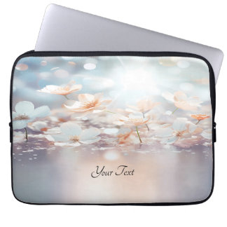 Witte perzik Floral laptop hoes