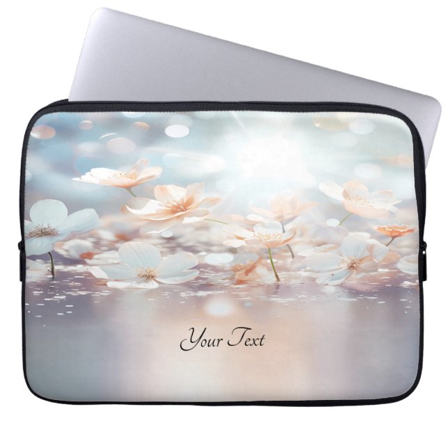 Witte perzik Floral laptop hoes (Voorkant)