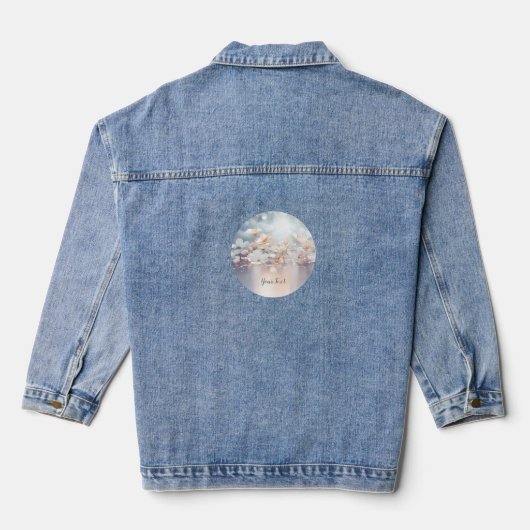 Witte perzik florale denim jas jacket (Achterkant)