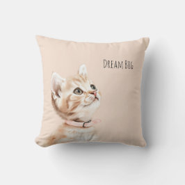 Witte Perzik Kat Kussen