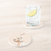 Witte Perzik Kat Zandsteen Onderzetter (Zijkant)