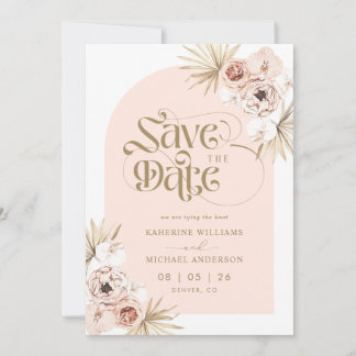Witte Perzik Roze Bloemige 'Save The Date'-Uitnodi Save The Date
