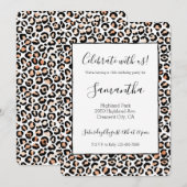 Witte Perzik Zwart Luipaardprint Kaart (Voorkant / Achterkant)