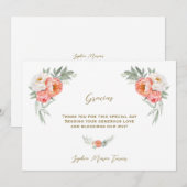 Witte perzikbloesems Spaanse Gracias Baby Shower   Bedankkaart (Voorkant / Achterkant)