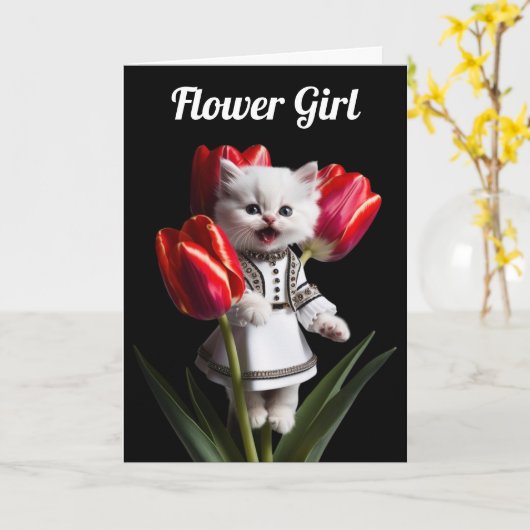 Witte Perzische Bloemenmeisje Kaart (Gele Bloem)