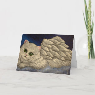 WITTE PERZISCHE ENGEL KAT KERSTKAART FEESTDAGEN KAART