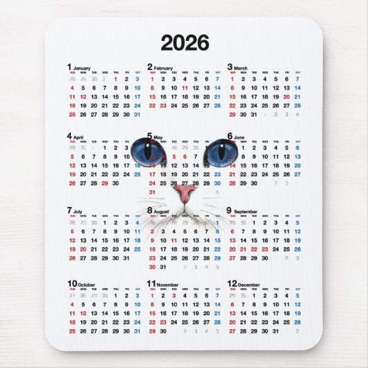 Witte Perzische Kalender 2025 Muismat (Voorkant)