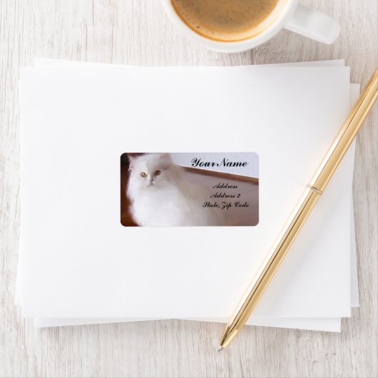 Witte Perzische Kat Adresetiketten Etiket (Insitu)