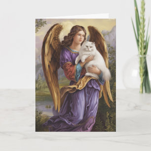 Witte Perzische Kat Engel Condoleancekaart Kaart