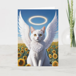Witte Perzische Kat Engel Condoleancekaart Kaart