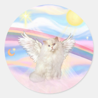 Witte Perzische kat engel in wolken Ronde Sticker