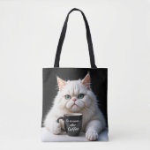 Witte Perzische kat Humor Tote Bag (Voorkant)