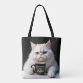Witte Perzische kat Humor Tote Bag (Achterkant)