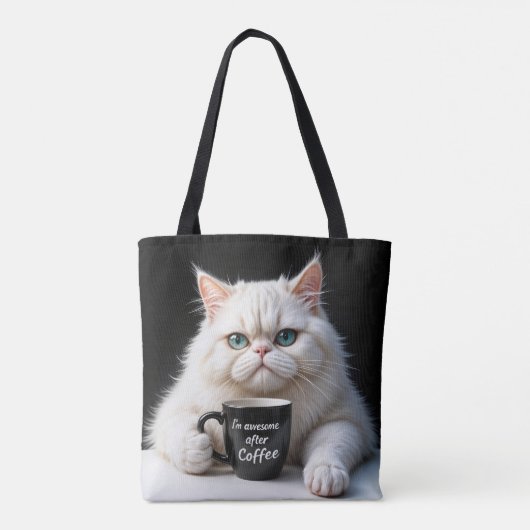 Witte Perzische kat Humor Tote Bag (Achterkant)