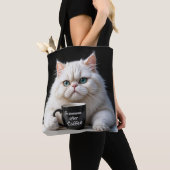 Witte Perzische kat Humor Tote Bag (Dichtbij)