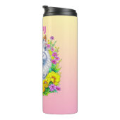 Witte Perzische Kat in Bloemen Gepersonaliseerd Thermosbeker (Geroteerd rechts)