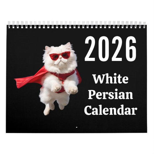 Witte Perzische Kat Kalender (Hoes)