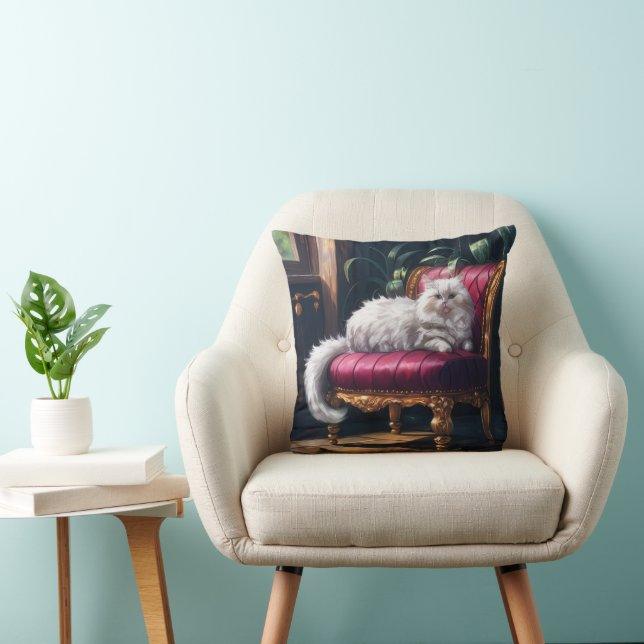 Witte Perzische kat Kussen (Stoel)