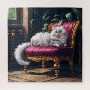 Witte Perzische kat Legpuzzel