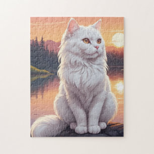Witte Perzische Kat Legpuzzel