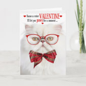 Witte Perzische Kat Lover Valentijn Feline Humor Feestdagen Kaart (Voorkant)