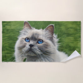 Witte Perzische kat met blauwe ogen Strandlaken