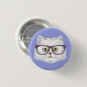 Witte Perzische kat met bril Ronde Button 3,2 Cm (Voorkant /achterkant)