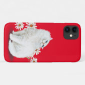 witte Perzische kat met madeliefje Case-Mate iPhone Case (Achterkant (horizontaal))
