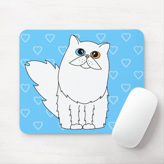 Witte Perzische kat met od-ogen Muismat (Met muis)