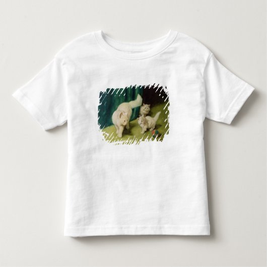 Witte Perzische kat met twee Kittens Kinder Shirts (Voorkant)