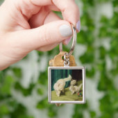 Witte Perzische kat met twee Kittens Sleutelhanger (Hand)