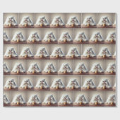 Witte Perzische kat met verjaardagscupcake Cadeaupapier (Vlak)