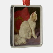 Witte Perzische kat Metalen Ornament (Rechts)