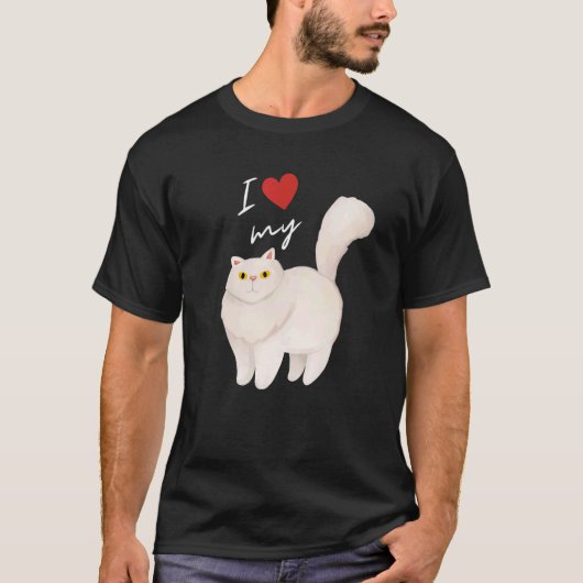 Witte Perzische Kat Moeder Voor Kat T-shirt (Voorkant)