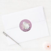 Witte Perzische kat op stippen Ronde Sticker (Envelop)