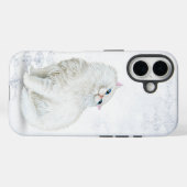witte Perzische kat op zilverdiamantpatroon Case-Mate iPhone Case (Achterkant (horizontaal))
