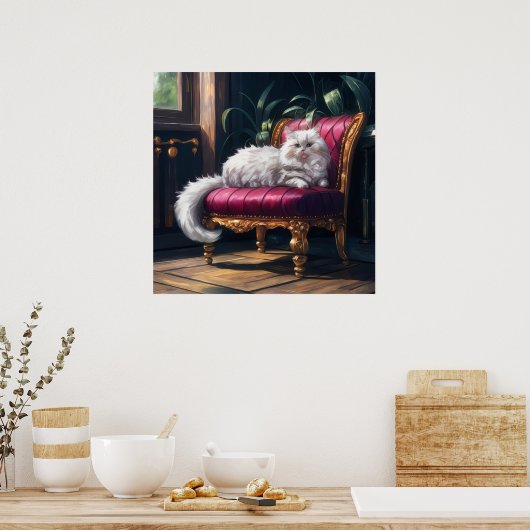 Witte Perzische kat Poster (Keuken)