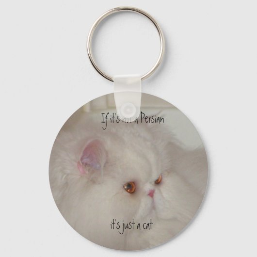 Witte Perzische kat Sleutelhanger (Voorkant)