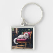 Witte Perzische kat Sleutelhanger (Voorkant)