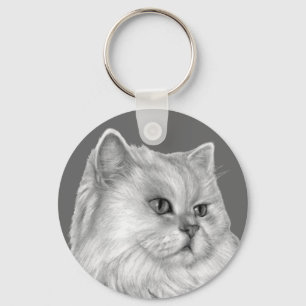 Witte Perzische kat Sleutelhanger