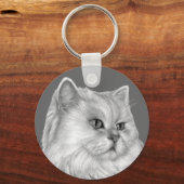 Witte Perzische kat Sleutelhanger (Voorkant)