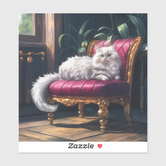 Witte Perzische kat Sticker (Vel)