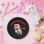 Witte Perzische kat superheld Papieren Bordje (Feest)