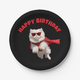 Witte Perzische kat superheld Papieren Bordje