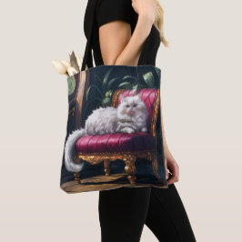 Witte Perzische kat Tote Bag