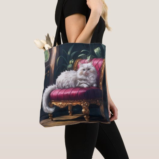 Witte Perzische kat Tote Bag (Dichtbij)