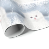Witte perzische katkerst cadeaupapier (Rol Hoek)